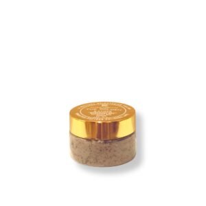 Gentle lip scrub in gold jar – Golden Sands exfoliator for dry lips