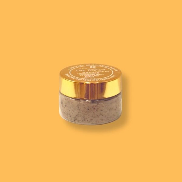 Gentle lip scrub in gold jar – Golden Sands exfoliator for dry lips