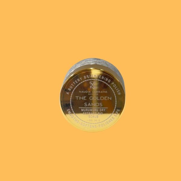 Gentle lip scrub in gold jar – Golden Sands exfoliator for dry lips