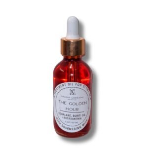 Golden shimmer body oil in glass dropper bottle – Golden Hour face and body oil for glowing skin
